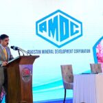 Caretaker Prime Minister Anwaar-ul-Haq Kakar addresses the signing ceremony of the joint venture between Pakistan Mineral Development Corporation and Miracle Saltworks Collective Inc. (USA) for the value addition and export of pink salt.