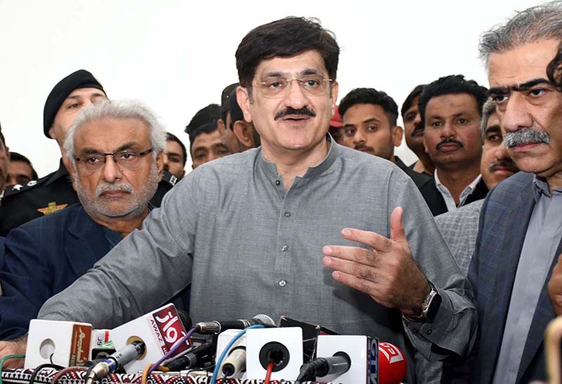 Sindh Chief Minister Syed Murad Ali Shah offering Fateha on grave of Shaheed Zulfiqar Ali Bhutto at Garhi Khuda Bakhsh