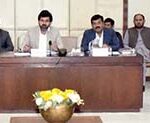 Senator Zeeshan Khanzada, Chairman Senate Standing Committee On Commerce presiding over a meeting of the committee at Parliament House.