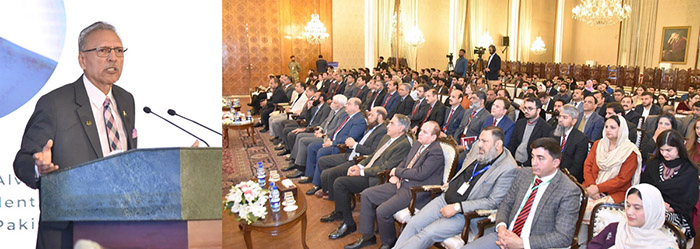 President Dr Arif Alvi addressing the finale of National Idea Bank Season III, at Aiwan-e-Sadr.