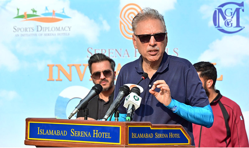 President Dr Arif Alvi addressing the closing ceremony of the Invitational Golf Tournament organized by Serena Hotels