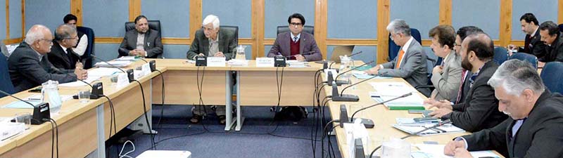 Senator Taj Haider, Chairman Senate Standing Committee on Parliamentary Affairs presiding over a meeting of the committee at Parliament Lodges