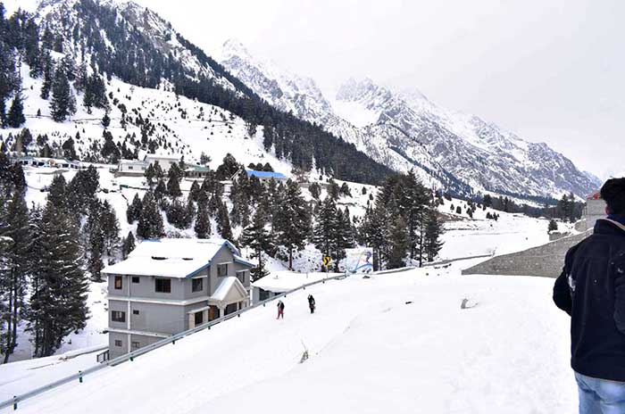 An attractive and eye catching view of fresh snow covered Nalter valley in the catchment area of Pakistan.