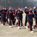 Students march-past during opening ceremony of 6th Sindh Collage Game 2024 at Degree Collage.