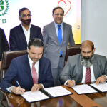 Federal Minister for IT and Communication Dr. Umar Saif witnesses an MoU of Treatment And Prevention Of Heart Attack between NHATI (National Heart Attack and Treatment Initiative), Pakistan Society of Interventional Cardiology (PSIC) and National Information Technology Board (NITB). PSIC President Prof. Zubair Akram, Vice President Prof. Dr. Nauman Naseer (Focal Person of the Institute) and NITB Chairman Dr. Babar Majeed Bhatti also participate the signing ceremony.