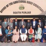 A group photo of under-training officers from the 39th Mid-Career Management Course of the National Institute of Management with Samrin Zehra Chief Instructor, Additional Chief Secretary South Punjab Captain (retd) Saqib Zafar at South Punjab Secretariat