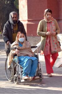 A female voter casting her vote in Queen Mary College Polling Station during General Election-2024