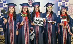 Successful and degree holder students of SZABIST taking oath during 18th Convocation of Shaheed Zulfiqar Ali Bhutto Institute of Science and Technology at SZABIST Larkana Campus