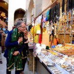 Australian High Commissioner, H.E Neil Hawkins with Embassy delegation visiting stall during visit to the shrine of Bibi Pakdaman