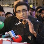 MQM Senior Leader Khalid Maqbool Siddiqui Talking to media at MQM Secretariat