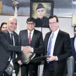 The Caretaker Federal Minister for Privatisation, Fawad Hasan Fawad administers the signing of Financial Services Agreement for Roosevelt Hotel transaction