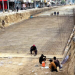 Construction Work of underpass in process near Meena Bazar road Federal B area in the City