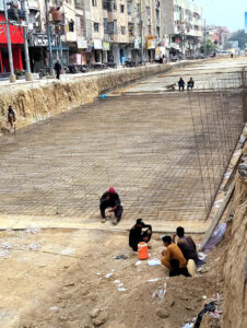 Construction Work of underpass in process near Meena Bazar road Federal B area in the City