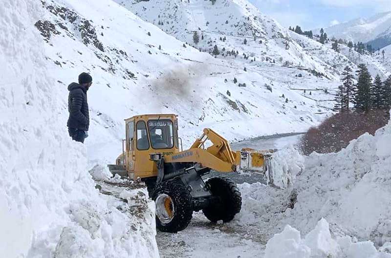 Heavy machinery being used to remove snow from road in different area of District Astore by GBDMA and Works department Gilgit-Baltistan