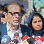Caretaker Provincial Minister for Information, Minority Affairs, Social Protection and President of Arts Council of Pakistan Karachi Muhammad Ahmed Shah casts his vote at polling station, Clifton during General Election-2024