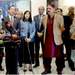 Federal Minister for National Heritage & Culture, Jamal Shah addresses the inaugural ceremony of the exhibition entitled Yakishime Earth Metamorphosis organized by The Japan Foundation, Embassy of Japan in Pakistan with the collaboration of PNCA at Pakistan National Council of the Arts