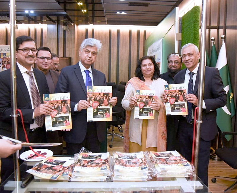 Mr.Murtaza Solangi, Caretaker Federal Minister for Information and Broadcasting inaugurating the publication of the newsletter titled “PTV Times" at PTV centre