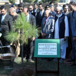 Speaker National Assembly Raja Pervez Ashraf planting a sapling of Roxburghii (Pinus) at inauguration ceremony of Yadgar-e-Dastoor and Bagh-e-Dastoor infront of Parliament House