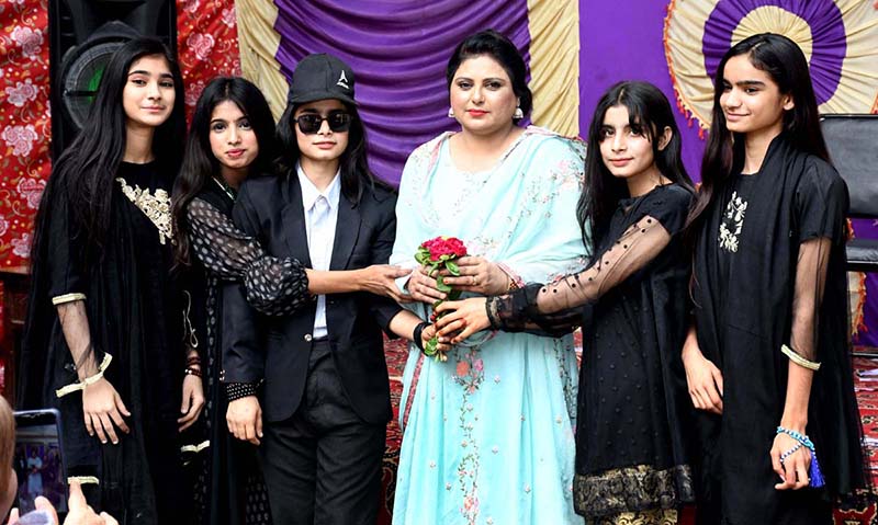 Students are performing during a function at Govt Little folks Girls High School Jinnah Bagh