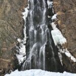 An attractive and eye catching view of freezed Manthoka water fall in the catchment area of Pakistan