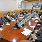 Chief Minister Gilgi-Baltistan Haji Gulbar Khan presiding over the meeting regarding the Dasu Hydro power project effecties issue at CM Secretariat