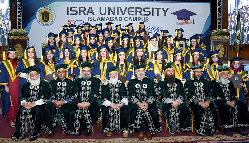 Graduate student receiving gold medal during the 5th convocation of ISRA University at Jinnah Convention Centre