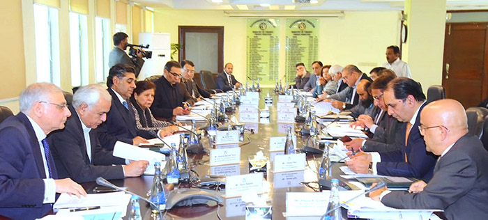 The Federal Minister for Finance, Revenue, and Economic Affairs, Dr. Shamshad Akhtar presides over a meeting of the Economic Coordination Committee (ECC) of the Cabinet.