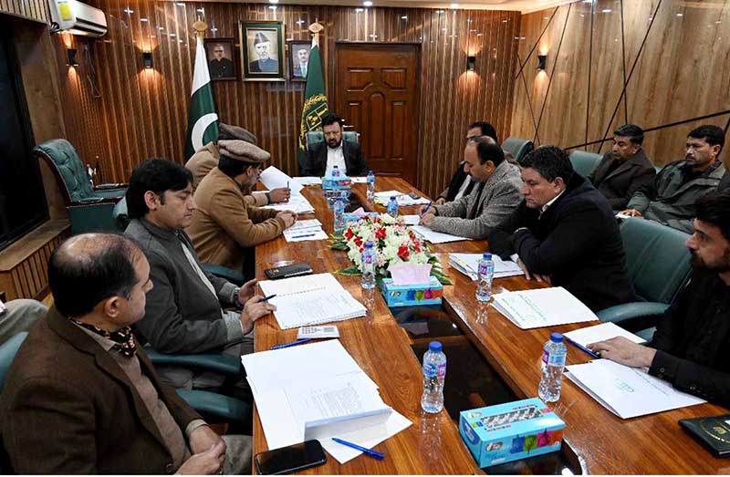 Chief Minister Gilgi-Baltistan Haji Gulbar Khan presiding over the meeting regarding the land reforms committee at CM Secretariat