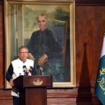 President Dr. Arif Alvi addressing the recognition ceremony of officers of the Federal Insurance Ombudsman and representatives of insurance companies, at Governor House