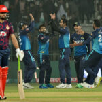 Islamabad United batter Colin Munro clean bowled by the Multan Sultans bowler Muhammad Ali during the PSL Twenty20 cricket match between Multan Sultans and Islamabad United at Multan Cricket Stadium