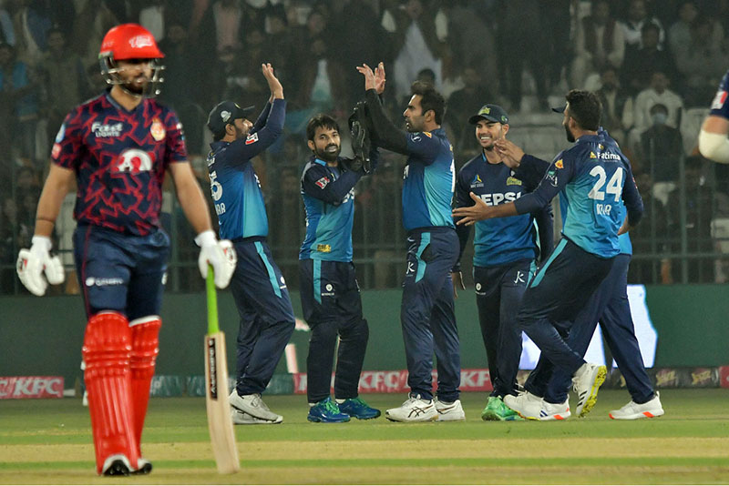 Islamabad United batter Colin Munro clean bowled by the Multan Sultans bowler Muhammad Ali during the PSL Twenty20 cricket match between Multan Sultans and Islamabad United at Multan Cricket Stadium