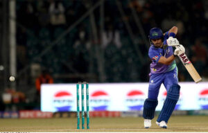 Multan Sultans batter Reeza Hendricks playing a shot during the Pakistan Super League (PSL 9) Twenty20 cricket match between Lahore Qalanders and Multan Sultans at the Gaddafi Cricket Stadium