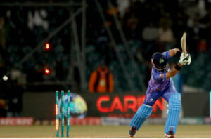 Multan Sultans batter Reeza Hendricks playing a shot during the Pakistan Super League (PSL 9) Twenty20 cricket match between Lahore Qalanders and Multan Sultans at the Gaddafi Cricket Stadium