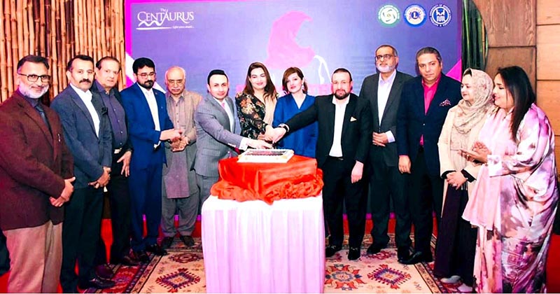 Special Assistant to Prime Minister for Human Rights and Women Empowerment Mushaal Hussein Mullick addressing at an event organized by Pak Gulf Construction Pvt Ltd. in connection with International Women's Day