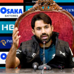 Captain of Karachi Kings Shan Masood addressing a pre-match press conference at Multan Cricket Stadium