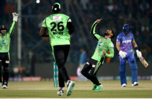 Multan Sultans batter Reeza Hendricks playing a shot during the Pakistan Super League (PSL 9) Twenty20 cricket match between Lahore Qalanders and Multan Sultans at the Gaddafi Cricket Stadium