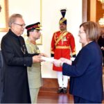 The Ambassador-designate of Italy to Pakistan, Ms. Marilina Armellin, presenting her diplomatic credentials to President Dr. Arif Alvi, at Aiwan-e-Sadr