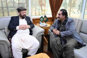 Gilgit-Baltistan Home Minister Shams Lone called on Chief Minister Gilgit-Baltistan Haji Gulbar Khan at CM Secretariat