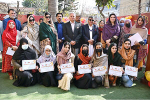 China Window official giving briefing visitors during celebration of Chinese New Year 2024 "Year of The Dragon" at China Window office