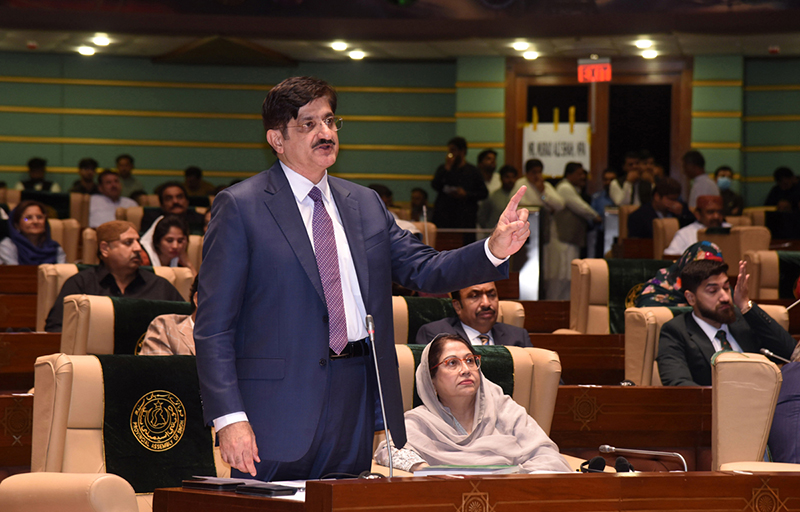 Syed Murad Ali Shah Speaker on the Assembly floor after being election as Chief Minister of Sindh
