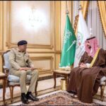 Chairman Joint Chiefs of Staff Committee (Chairman JCSC) General Sahir Shamshad Mirza, while on official visit to KSA, in connection with 2nd World Defence Show called on His Royal Highness Prince Khalid Bin Salman Bin Abdulaziz Al-Saud, Minister of Defence, KSA and discussed strategic / security issues and opportunities to enhance defence cooperation between the two brotherly countries