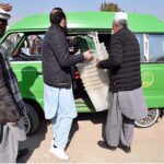 Polling officials on the way after receiving polling related materials for General Election -2024 at DRO office