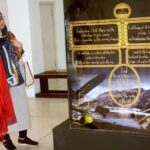 Women viewing artwork during Lahore Literature Festival at Al-Hamra