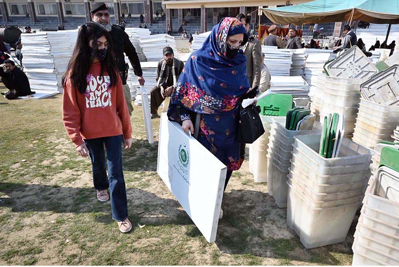 Polling officials on the way after receiving polling related materials for General Election -2024 at DRO office
