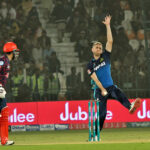 Islamabad United batter Azam Khan plays a shot during the PSL Twenty20 cricket match between Multan Sultans and Islamabad United at Multan Cricket Stadium