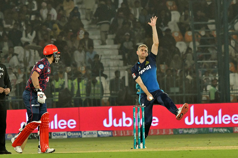 Islamabad United batter Azam Khan plays a shot during the PSL Twenty20 cricket match between Multan Sultans and Islamabad United at Multan Cricket Stadium