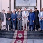 A group photo graph of H. E. Mr. Tapas Adhikari (Ambassador of Nepal) to Pakistan and President SCCI Abdul Ghafoor Malik with exporters at Chamber of Commerce
