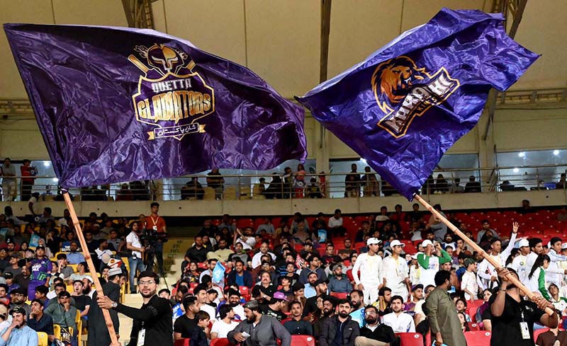 Spectators enjoying during the Pakistan Super League (PSL 9) Twenty20 cricket match between Karachi Kings and Quetta Gladiators at the National Cricket Stadium