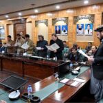 Chief Minister Gilgit-Baltistan Haji Gulbar Khan taking oath from the newly elected members of Gilgit-Baltistan Union of Journalist
