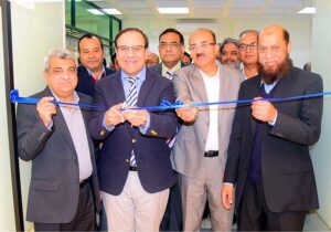 Caretaker Federal Minister for IT and Telecommunication, Dr. Umar Saif addressing launching ceremony of parental guide titled "Safeguarding Your Child in the Digital Age" at Telenor Headquarters